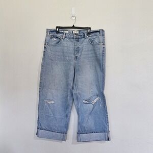 Universal Thread Womens 16 Cropped Vintage Wide Leg Jeans Distressed Cuffed...